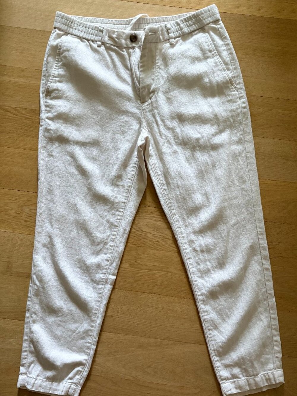 Banana Republic White Linen-Cotton Athletic Fit Mason Pant - 32x30